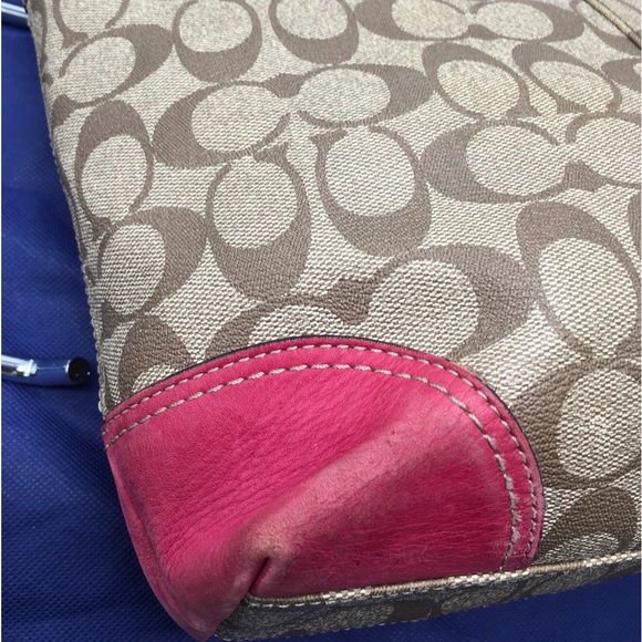 Coach Heritage Stripe Signature Tote Shoulder Bag 11350 Canvas Pink Stripe - Picture 12 of 16